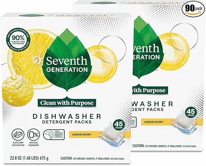 Seventh Generation Dishwasher Detergent Packs Lemon scent 2 Pack by SeventhGeneration
