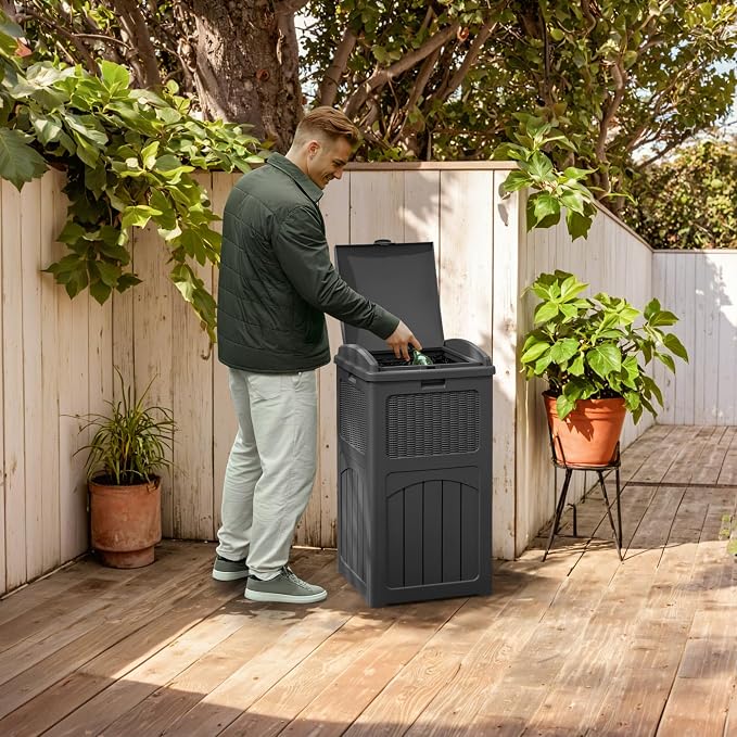 YESHOMY 33 Gallon Resin Outdoor Trash Can - Image 7