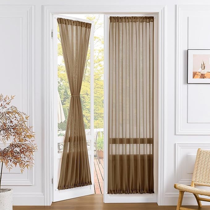 Tollpiz Sheer Door Curtain Closet Linen Textured Curtains Sheer Doorway Light by Tollpiz