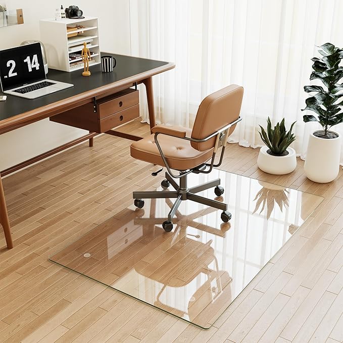 30" x 48" Glass Chair Mat, 1/5" Thick Office Chair Mat by KOONMI