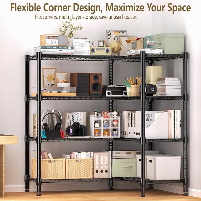 Himimi 4-Tier Heavy Duty Metal Storage Rack, 1200LBS Adjustable Wire Shelving - Image 2
