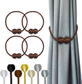 Hion Magnetic Curtain Tiebacks Dark Brown 4 Pack, Curtain Tiebacks Buckles by Hion