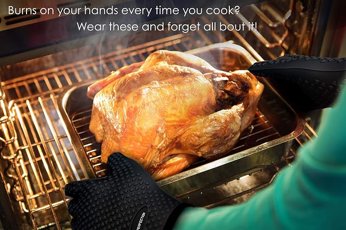 KITCHEN PERFECTION XL Silicone Smoker Oven Gloves -Extreme Heat Resistant BBQ - Image 3