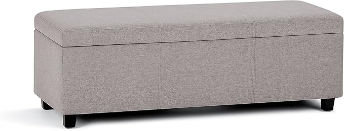 SIMPLIHOME Avalon 48 inch Wide Contemporary Rectangle Storage Ottoman Bench in by SimpliHome