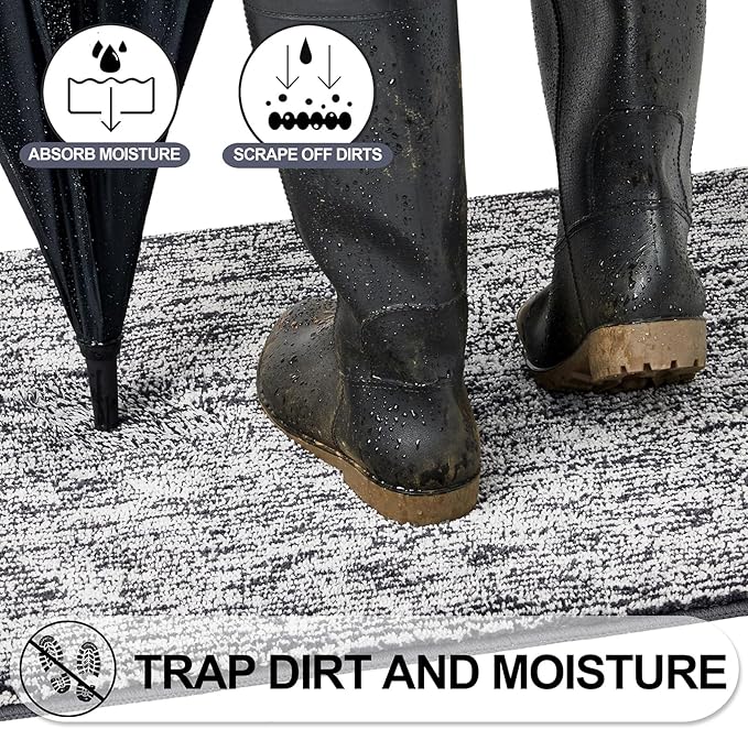 REFETONE Indoor Doormat, Front Door Mat 32"x48" Absorbent Rubber Backing Non - Image 3