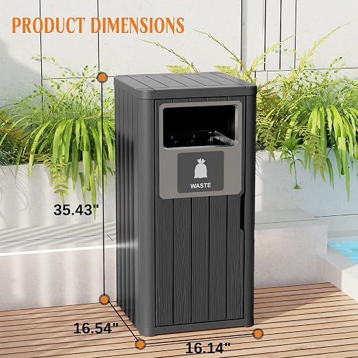 Outdoor Single Barrel Trash Can, Waterproof Resin Garbage Can - Image 7