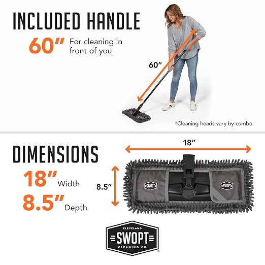 SWOPT 18” Microfiber Dust Mop + 60" Steel Handle, Combo — Dust Mop Head - Image 6