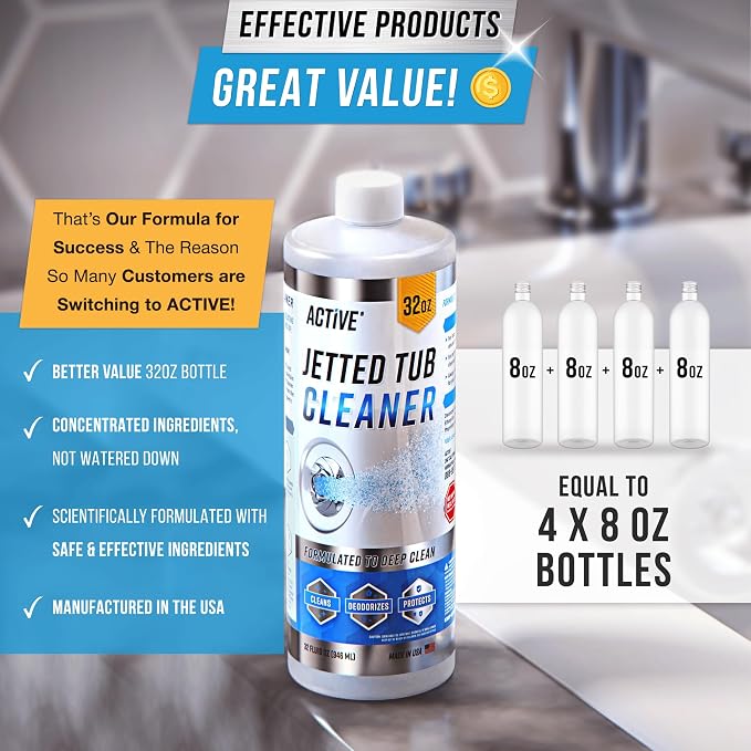 ACTIVE Jetted Tub Cleaner Bathtub Cleaning - 32oz Bath Jet Cleaner - Image 4