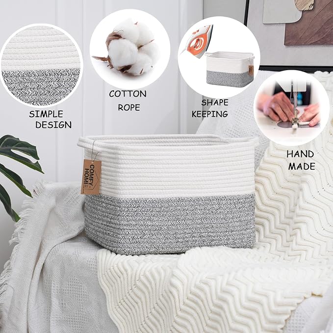 COMFY-HOMI 3-Pack Cotton Rope Woven Basket - Image 7