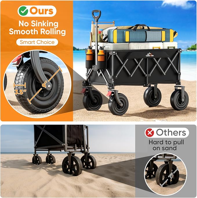 Beach Wagon with 9x3 Big Rubber Wheels - Image 7