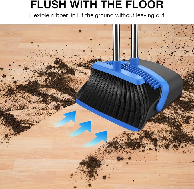Broom and Dustpan Set, 52-in Long Adjustable Handle Broom Dustpan Combo - Image 5