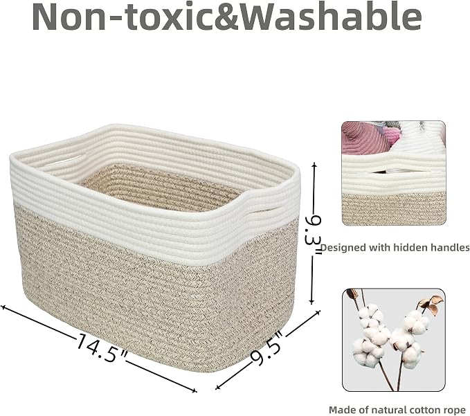Cotton Rope storage Basket Bins Woven Basket - Image 2