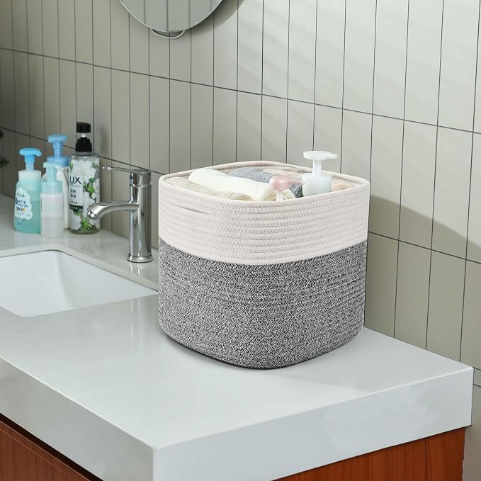 3 Pack Storage Cubes 11 Inch Cotton Rope Woven Baskets - Image 7