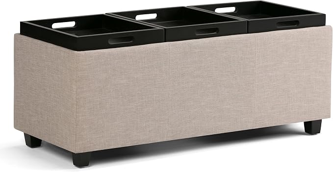 SIMPLIHOME Avalon 42 inch Wide Contemporary Rectangle Storage Ottoman in - Image 5