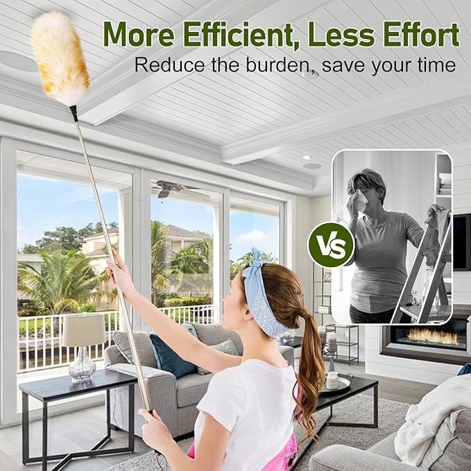 Extendable Lambswool Duster 25-64" Retractable Telescopic Handle Removable Head - Image 6
