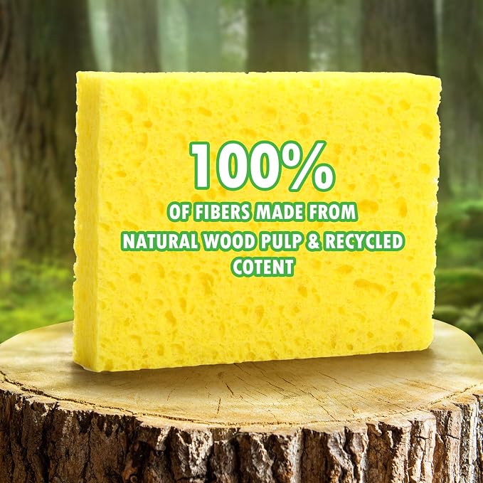 12 Counts Multipurpose Kitchen Sponges Pack Compostable Biodegradable - Image 2