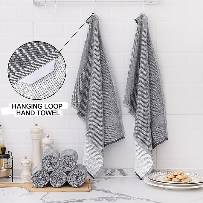 Homaxy Premium Kitchen Towels, Large Cotton Kitchen Hand Towels, Flat and Terry - Image 3