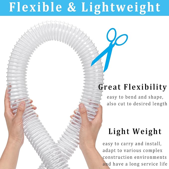 Dust Collection Hose 2-1/2 in × 10 ft Heavy Duty Clear Flexible PVC Reinforced - Image 3