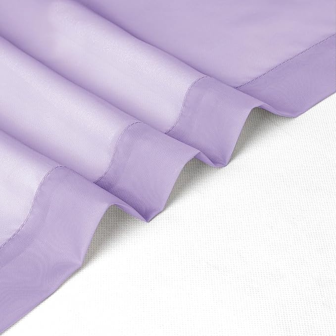 Chyhomenyc Lilac Sheer Curtains 63 Inch Length 2 Panels, Light Filtering Airy - Image 9