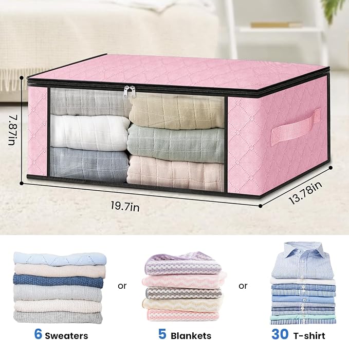 HomeHacks Storage 3-Pack Clothes Organizer Storage Bags Foldable Storage Box - Image 2