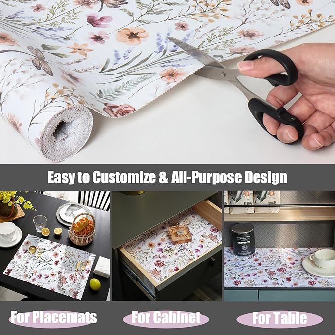 Floral Shelf and Drawer Liner for Kitchen Cabinets, 12IN x 20FT Non-Adhesive - Image 7