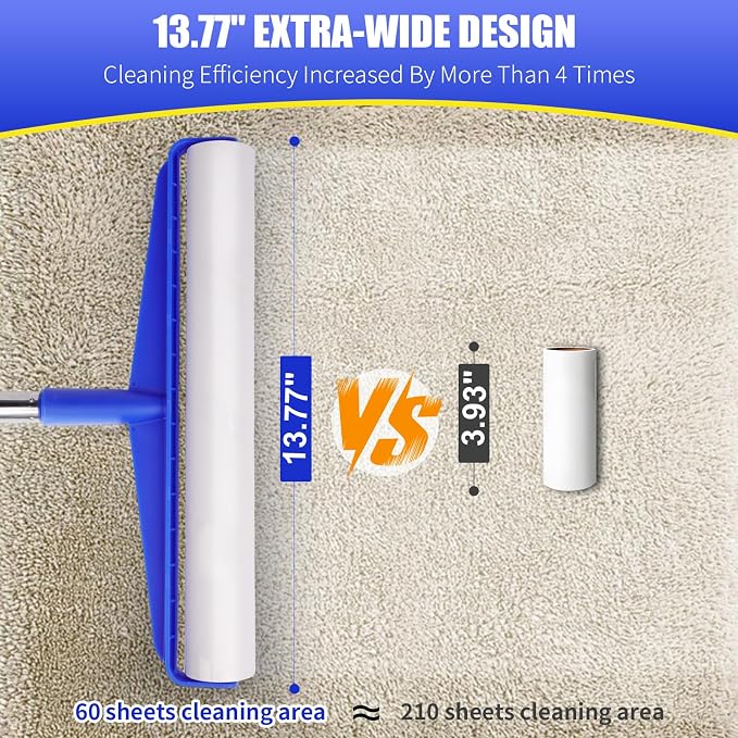 COBETE 13.77" Large Extra Sticky Lint Roller, 69.88" Long Handle Lint Remover - Image 2