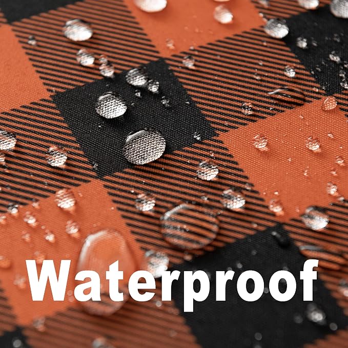 Waterproof Orange Plaid Tablecloth Fabric - Image 4