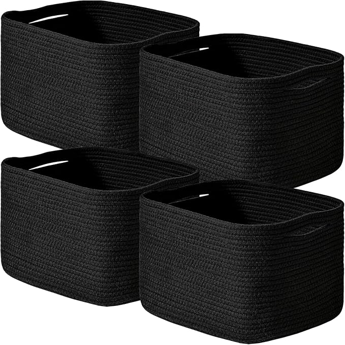 Black Storage Baskets for Shelves, Small Storage Baskets for Organizing by ICERZCZ