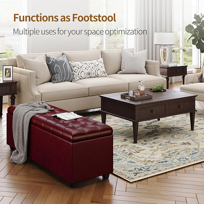 38 Inches long Wine red Ottoman Bench - Image 5
