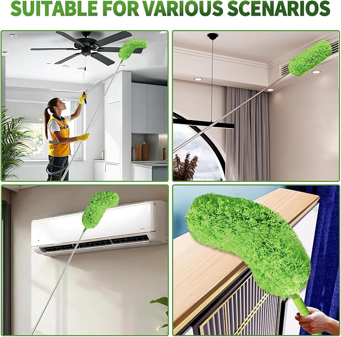 Cobweb Duster with Extension Pole, Washable Cleaning Duster Set with 2 Duster - Image 4