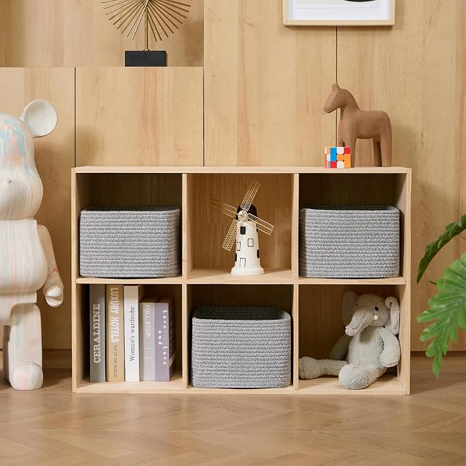 Small Organizing Baskets for Cubes Shelf, 9.7x9.7x7.1 Inch Rope Woven Storage - Image 3