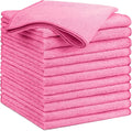 GLIMGLINT Pink Microfiber Cleaning Cloth, 12 Pack Cleaning Towels by Unknown
