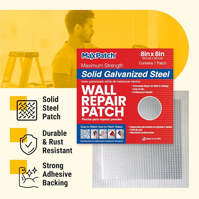 MaxPatch® 4 in. x 4 in. Solid Metal Self-Adhesive Wall Repair Patch – Durable - Image 3