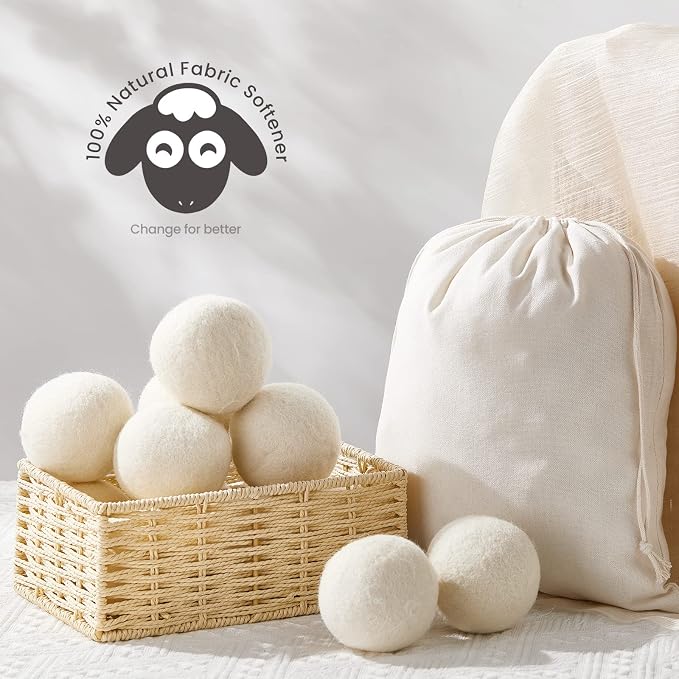 Roowest 60 Pcs Wool Dryer Balls Set Reusable Laundry Wool Balls - Image 6
