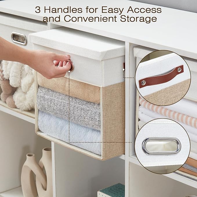 Fabric Storage Cubes with Clear Windows and Lids, Decorative Storage Boxes - Image 4
