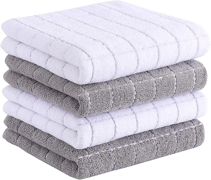 Homaxy 100% Cotton Terry Kitchen Towels, Checkered Designed, Soft and Super by Homaxy