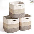 11 Inch Cube Storage Bins, Storage Cube Organizer Bins, Woven Cotton Rope by ICERZCZ