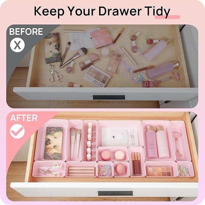 Vtopmart 25 PCS Plastic Drawer Organizers Set, 4-Size Versatile Bathroom and - Image 2