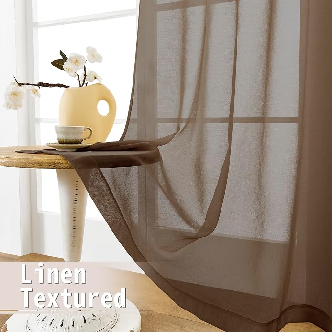 Tollpiz Sheer Door Curtains Closet Linen Textured Curtain Sheers Doorway Light - Image 4