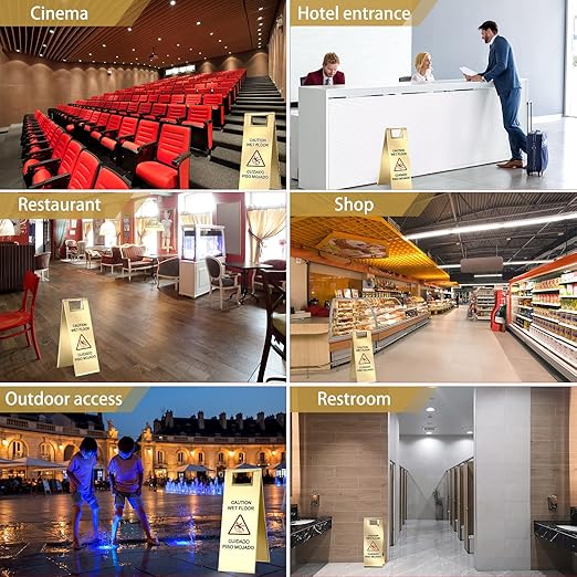 Kigley 2 Pcs Wet Floor Sign, 24 Inch Stainless Steel Caution Wet Floor Sign - Image 5