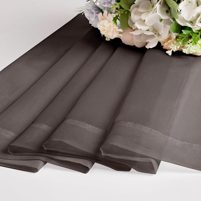 Chyhomenyc Chocolate Brown Sheer Curtains 54 Inch Long 2 Panels, Light - Image 6