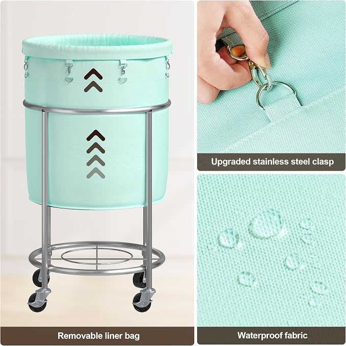 ELYKEN Laundry Basket with Wheels, 170L Rolling Laundry Hamper with Removable - Image 4