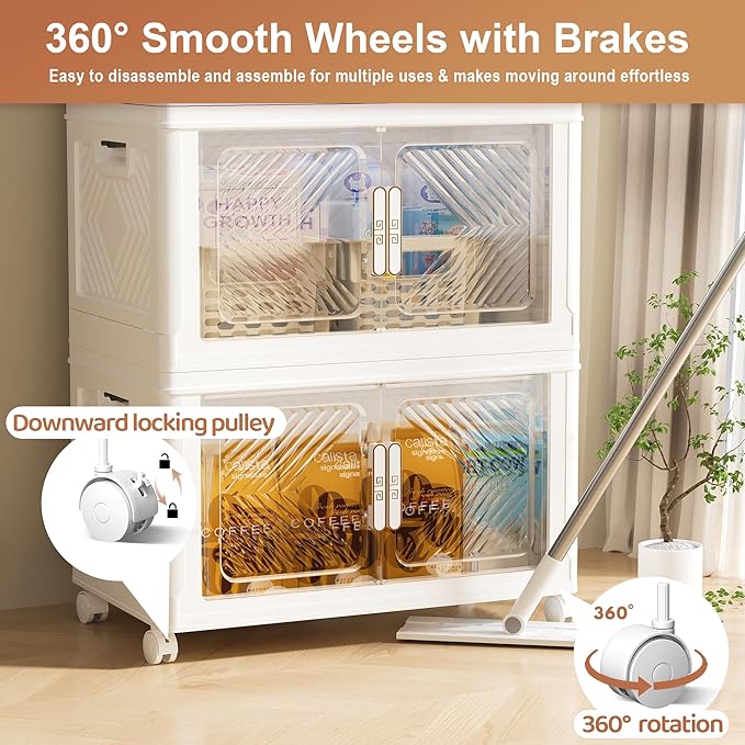 Storage Bins with Lid 48QT, Stackable Storage Containers with Wheels and - Image 4