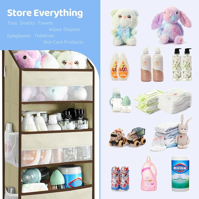 Yecaye 2 Pack 4 Tier Over the Door Organizer, Foldable Portable Baby Essentials - Image 5
