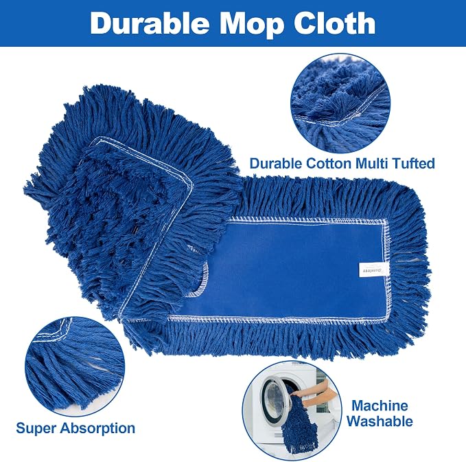 4 Pack - 24-Inch Washable Dust Mop Heads – Full Cloth, Extra Durable, Easy - Image 3
