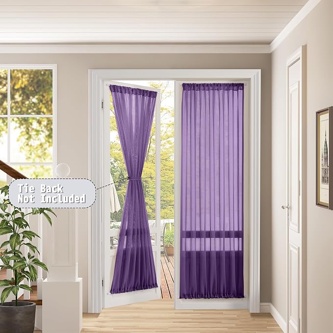 Tollpiz Sheer Door Curtain Closet Linen Textured Curtain Sheers Doorway Light - Image 2