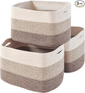 Storage Baskets for Organizing Shelves, Woven Cotton Rope Bins for Baby Nursery by ICERZCZ