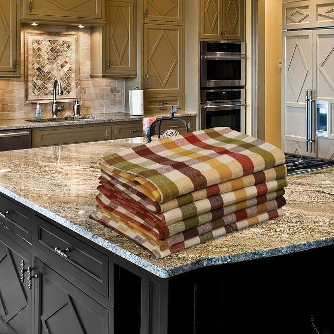 Kitchen Towels Set of 6 Multiolor Buffalo Checks 20X30 Inches, Soft Premium - Image 6