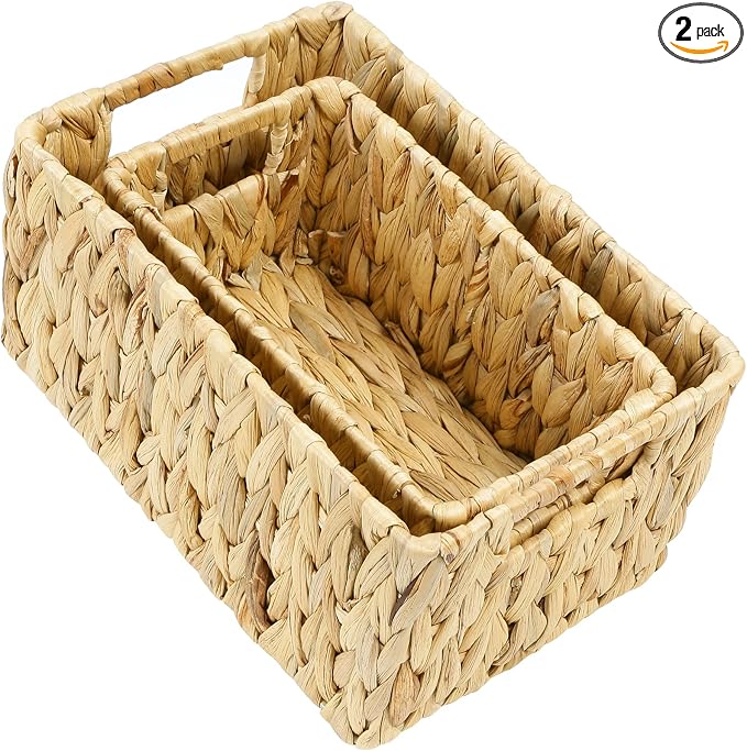 HOONEX Water Hyacinth Storage Baskets, Wicker Baskets by HOONEX