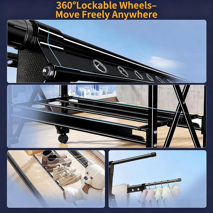 Heavy Duty Rolling Clothing Rack - Image 6